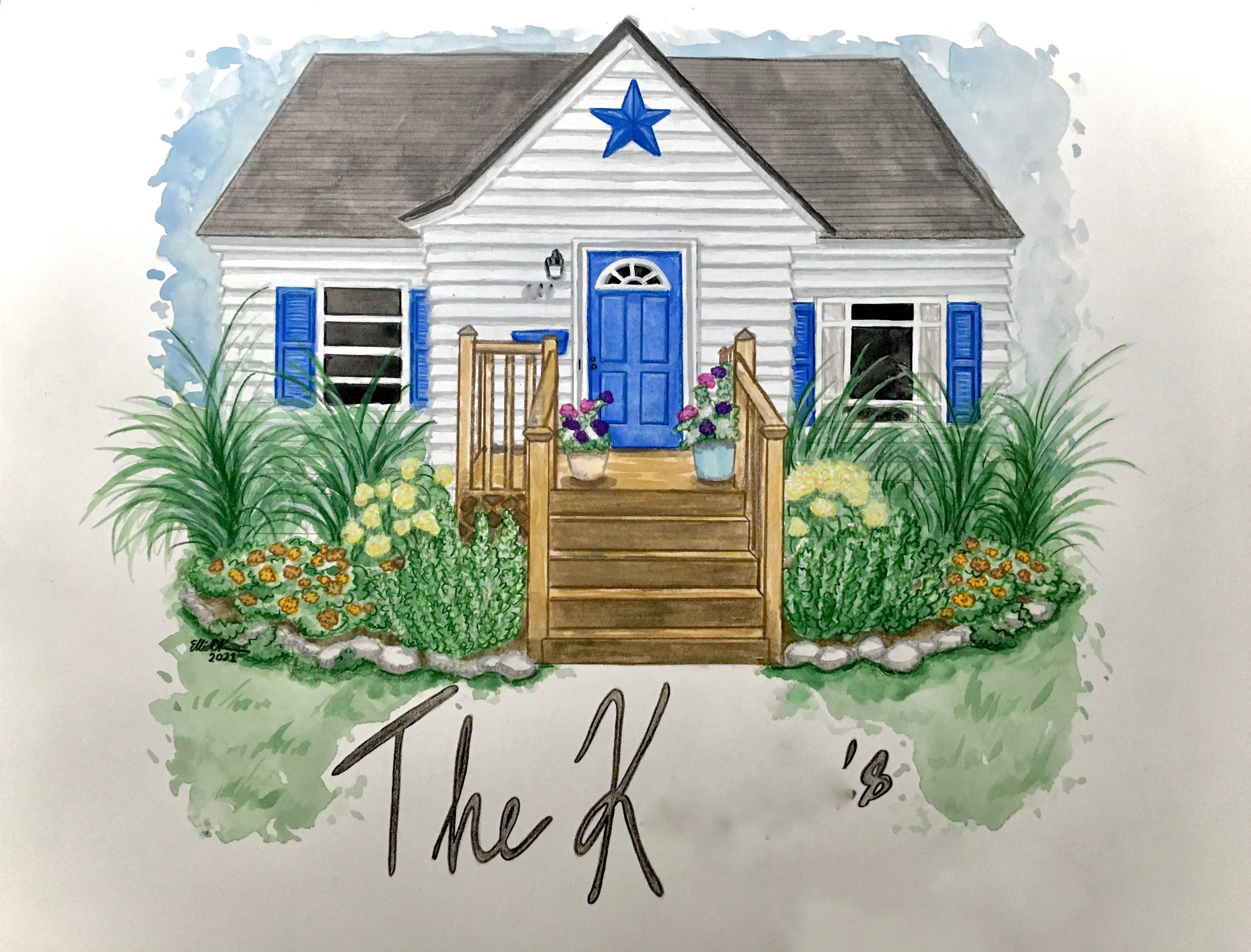 The K's, Watercolor and Colored Pencil on Paper, 2021