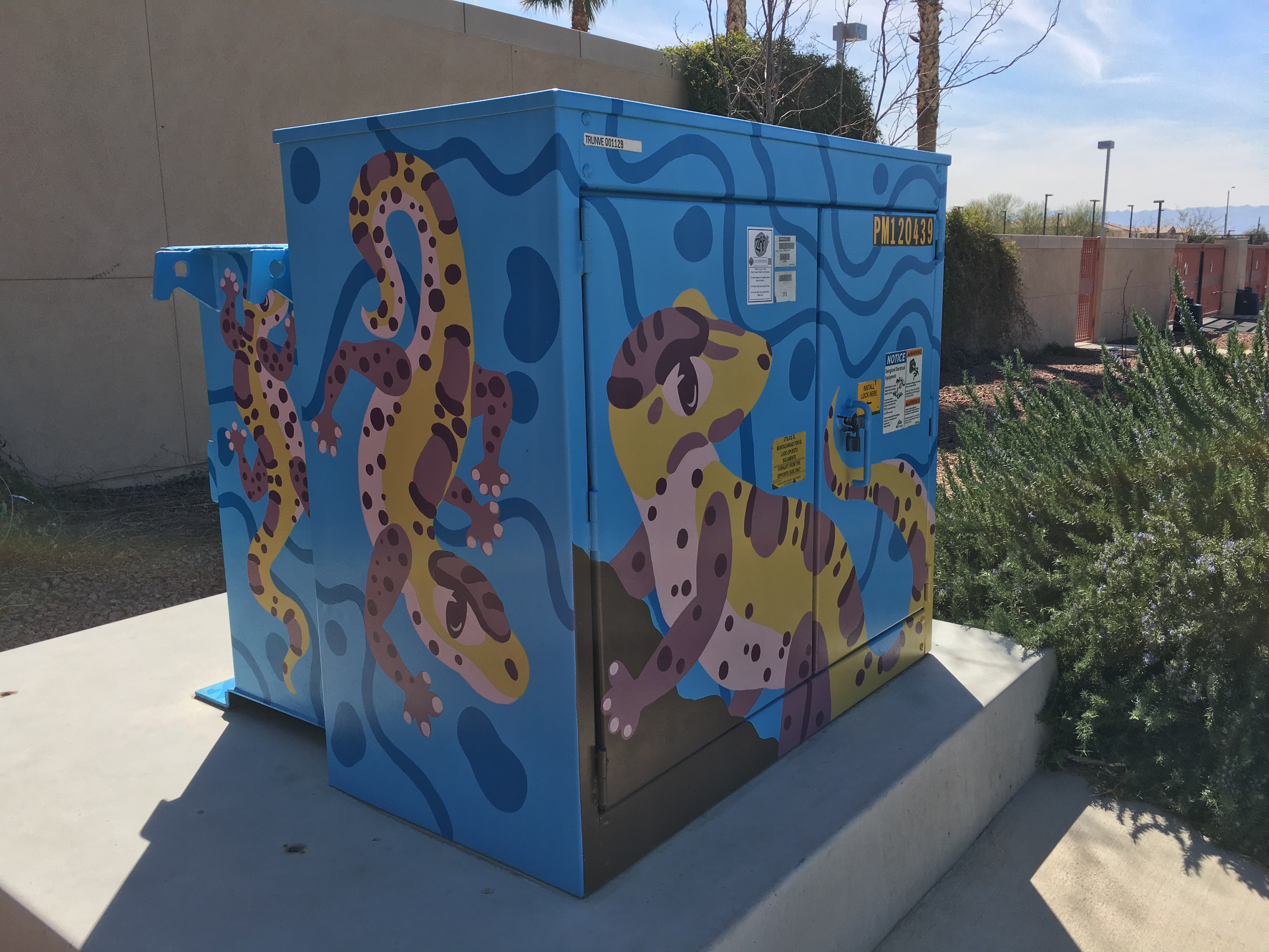 Western-Banded Gecko, House Paint on Metal Utility Box, 2022