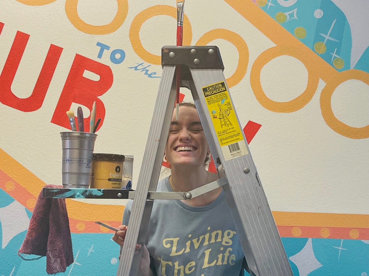 Ellie under a ladder