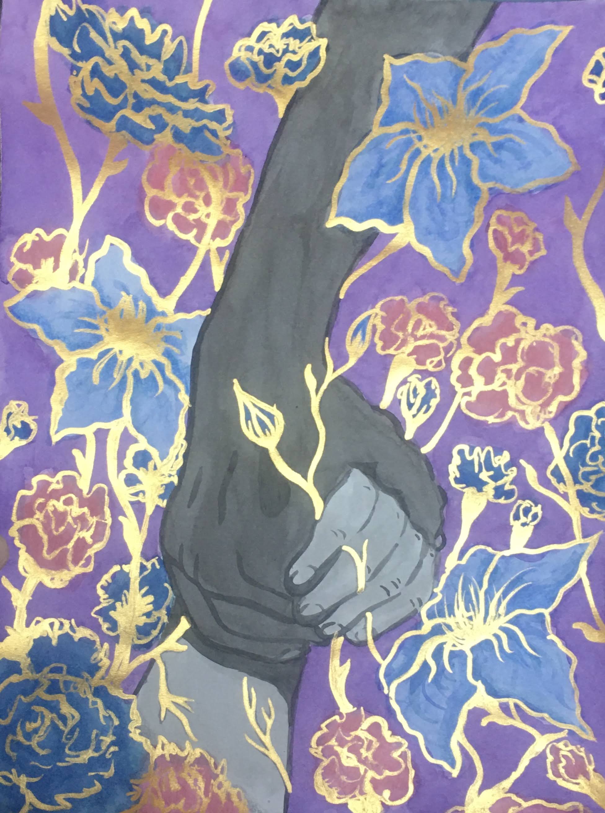 Hand In Hand, Watercolor and Ink on Paper, 2022